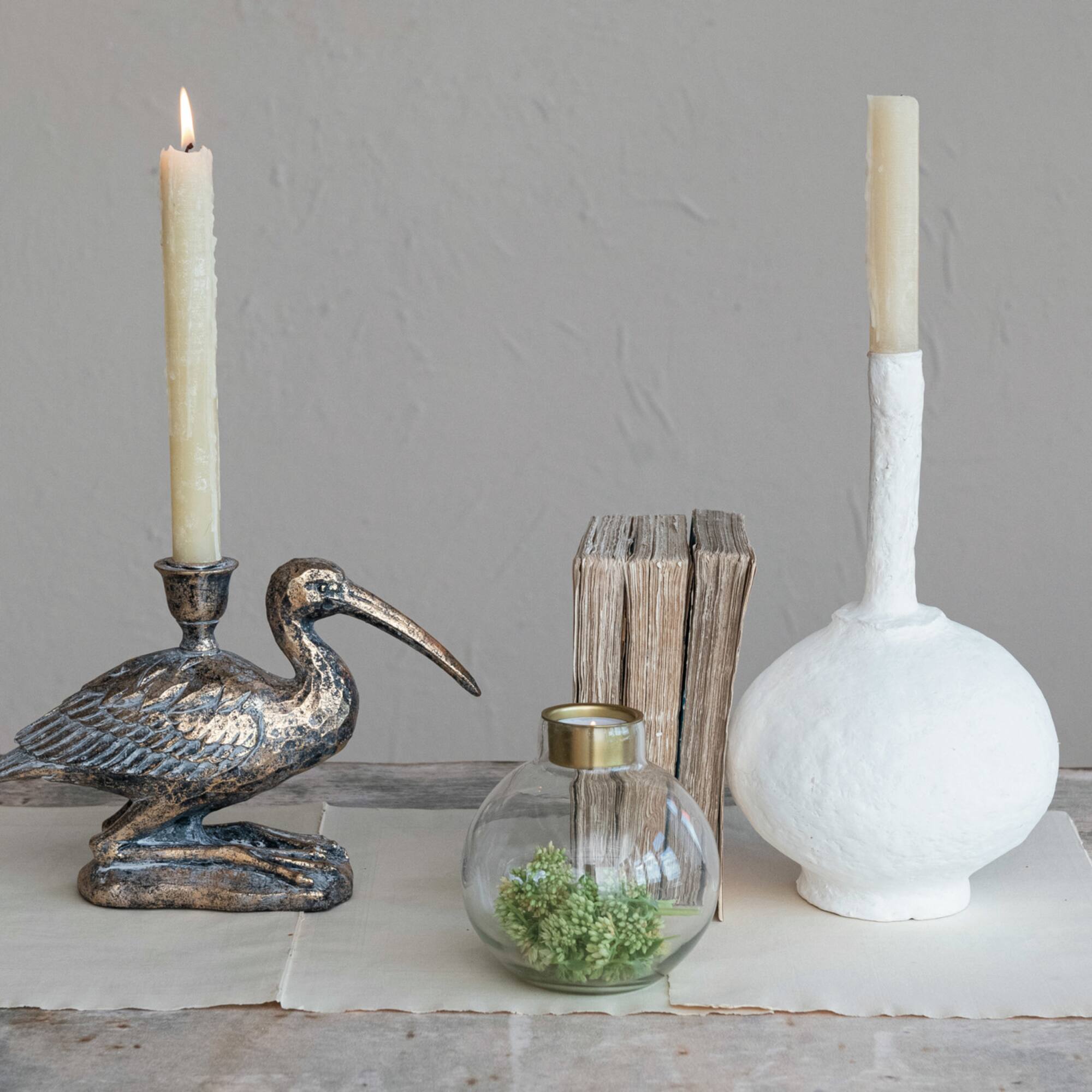 Hello Honey® 10" Distressed Gold Decorative Bird Taper Holder